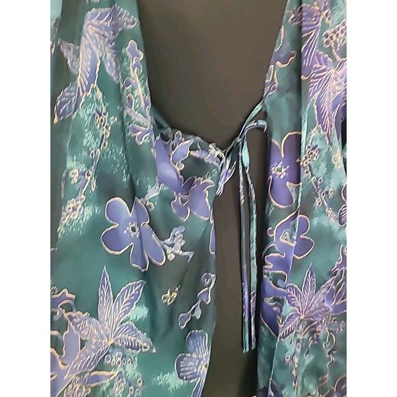 VTG California Dynasty Silky Floral Robe OS Retro Glam Y2K Loungewear - Picture 6 of 8